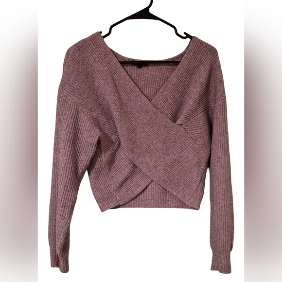 Dynamite Pink V-Neck Cropped Sweater - Picture 1 of 5